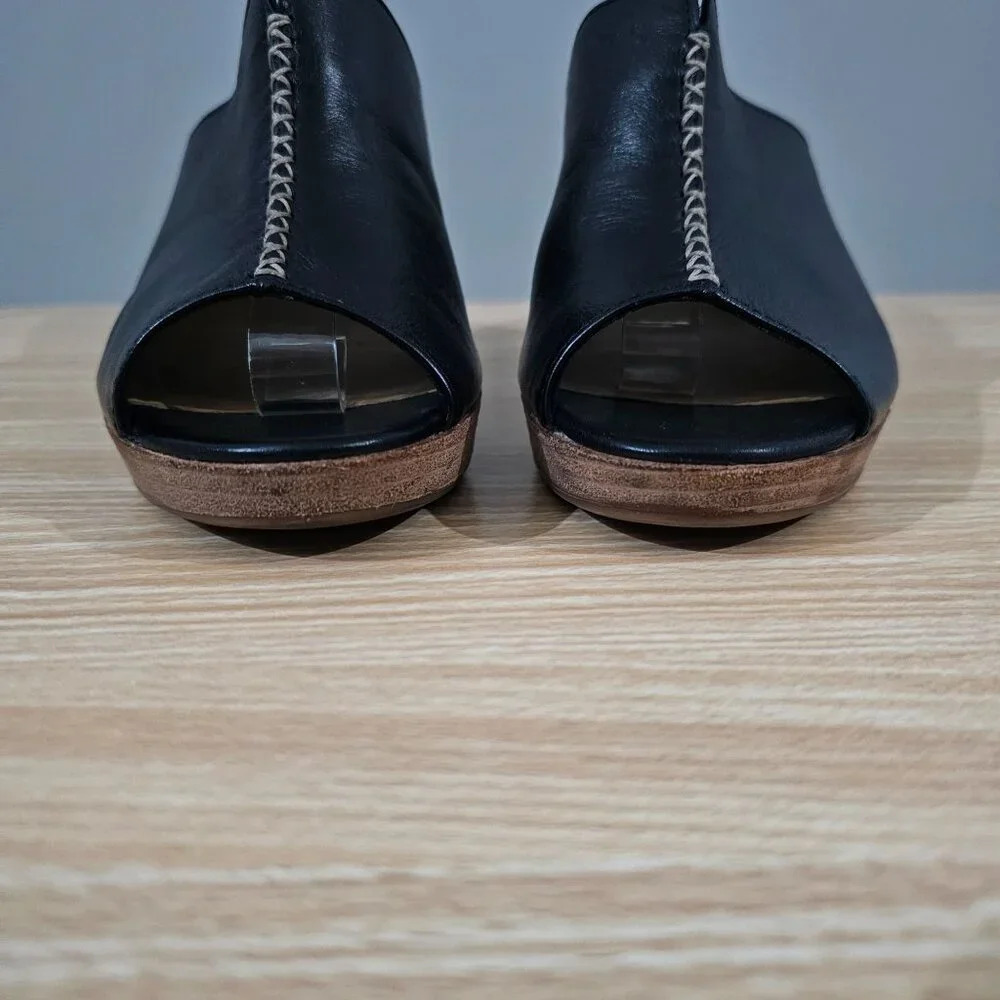 Paul Green Munchen Mule Heel Womens Shoe Black Leather Open Toe UK Size 7 - Picture 4 of 14